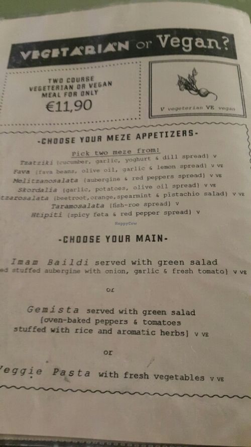 vegan menu  at Lemonokipos in Rethimno