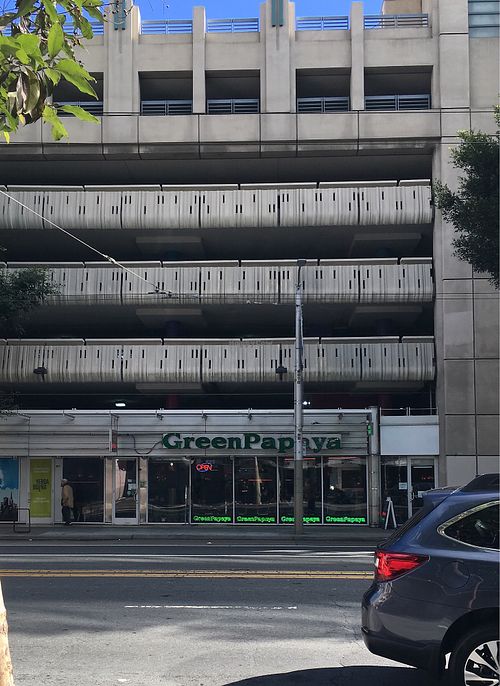 The front of the restaurant  at Green Papaya in San Francisco