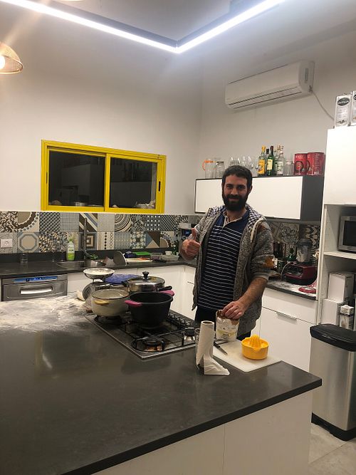 Guy the vegan owner  at The Purple Gerbillus in Rishpon