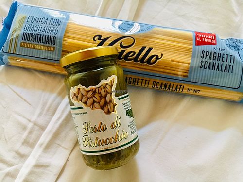 Vegan Sicilian pesto and pasta  at Deco Gourmet in Cefalu
