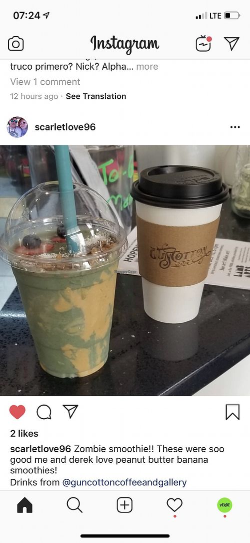 Smoothies! This one has spirulina at Verde in Hopewell