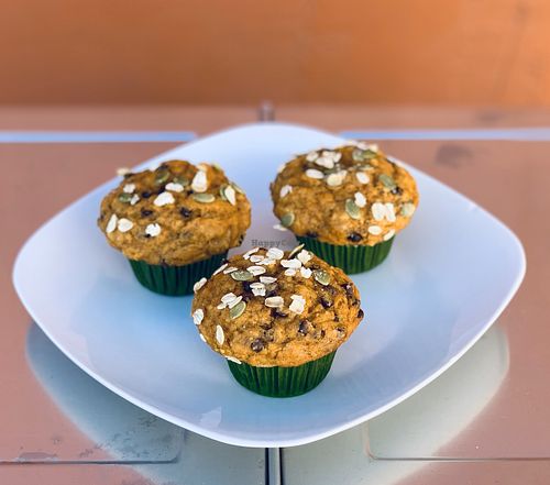 Vegan pumpkin chocolate chip muffins￼ at Verde in Hopewell