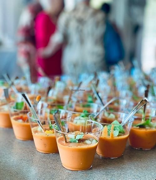 Gazpacho (vegan) :: at a catering event  at Verde in Hopewell