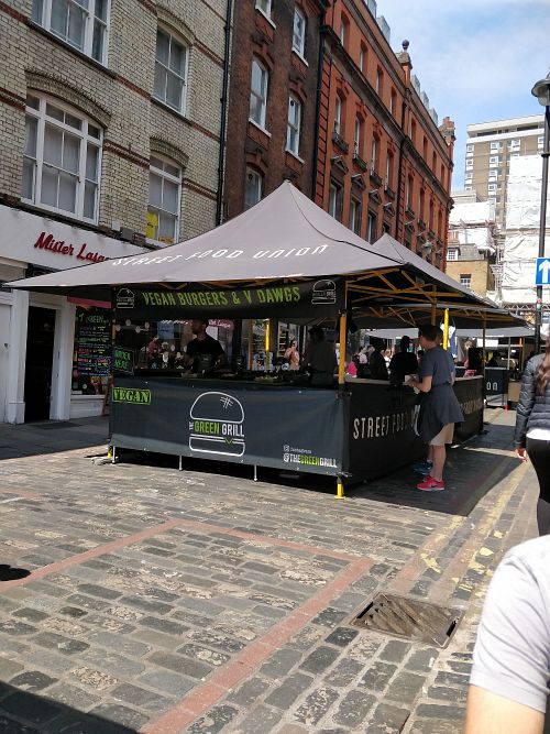 Burgers at Soho Vegan Market in London