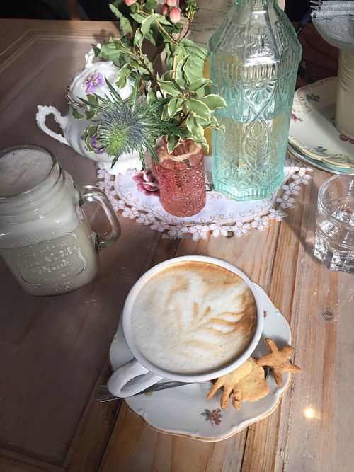 Coffee with plant based „milk" at Immerland in Innsbruck