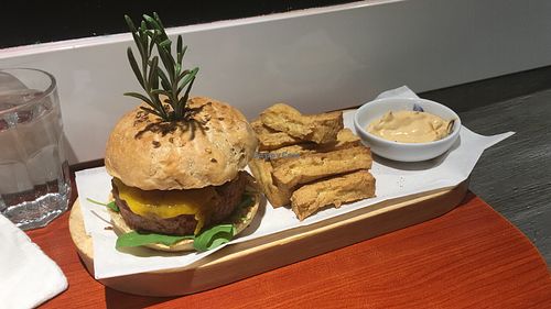 "The burger", Beyond burger w/ yam and tofu fries at Confusion Plant Based Kitchen in Hong Kong Island
