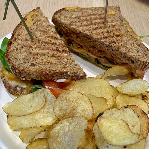 The Buffalo Chick’n sandwich  at Sprouted Oven in Abbotsford