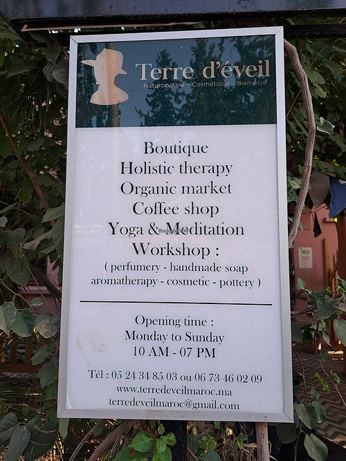 Signage at Terre d'Eveil in Marrakech