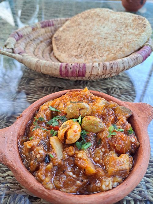 Zaalouk with bread at Terre d'Eveil in Marrakech