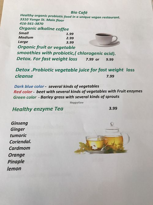 menu1 at Bio Cafe in Toronto