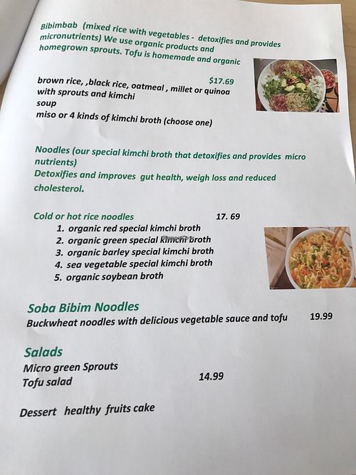 menu2 at Bio Cafe in Toronto