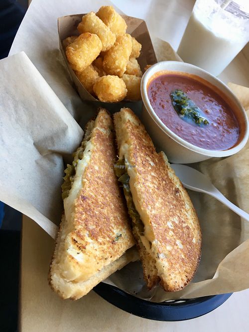 Garlic and rosemary bread, vegan cheese and smokey jalapeño relish!  at The Grilled Cheeserie in Nashville