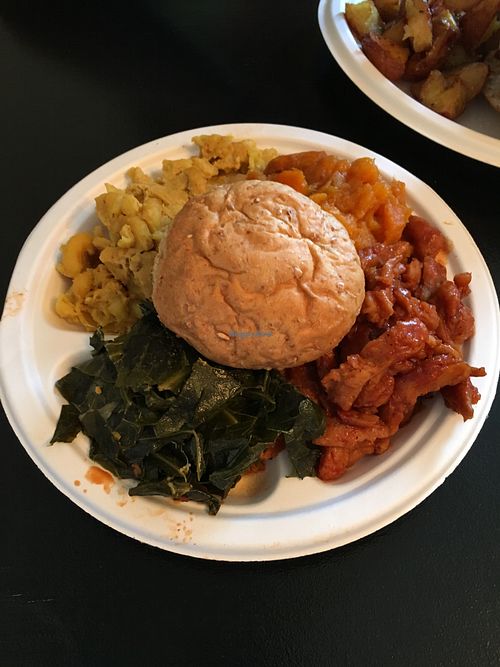 Plate of 3sides + a roll  at Vegelicious in Nashville