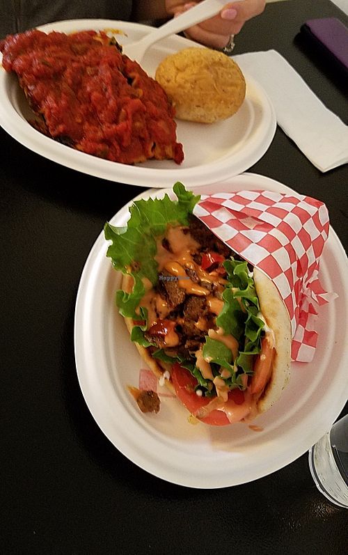 Lasagna and gyro...so delicious! at Vegelicious in Nashville