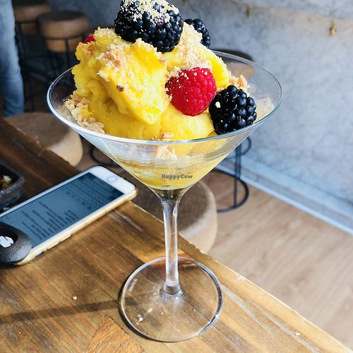 The mango sorbet is amazing at Amarre 69 in Barcelona