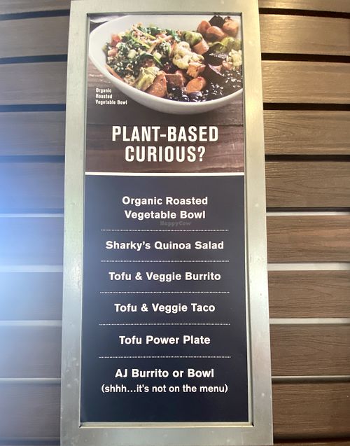 Plant-based menu at Sharky's Woodfired Mexican Grill  in Studio City