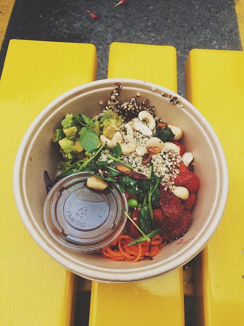 Strawberry salad at MyVegina in Stockholm