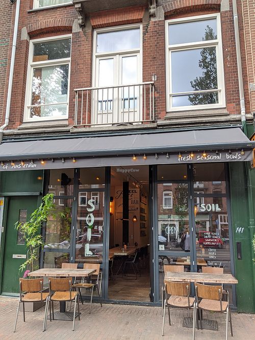 Outside terrace at SOIL Vegan Cafe - West in Amsterdam