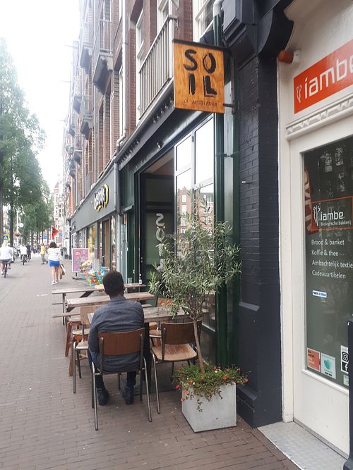 Outside at SOIL Vegan Cafe - West in Amsterdam