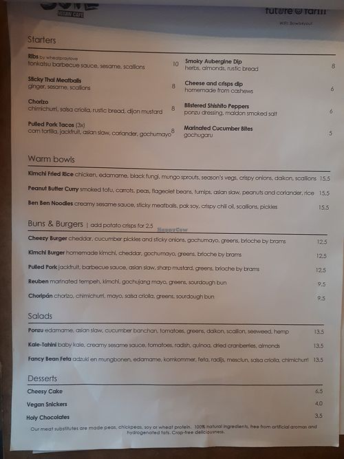 Menu at SOIL Vegan Cafe - West in Amsterdam
