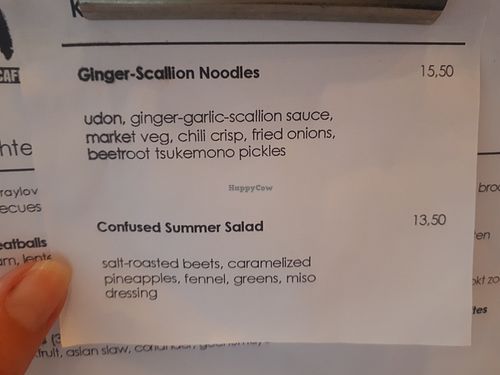 Seasonal menu at SOIL Vegan Cafe - West in Amsterdam