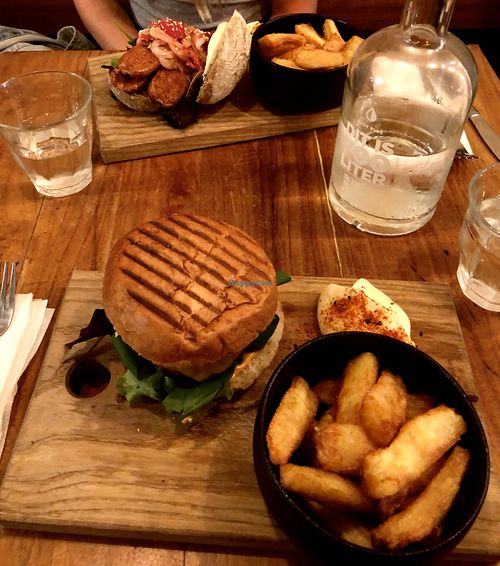 Cheesy Burger and Choripán   at SOIL Vegan Cafe - West in Amsterdam