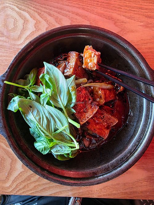 Basil tofu stir fry at Formosa in Ashburton