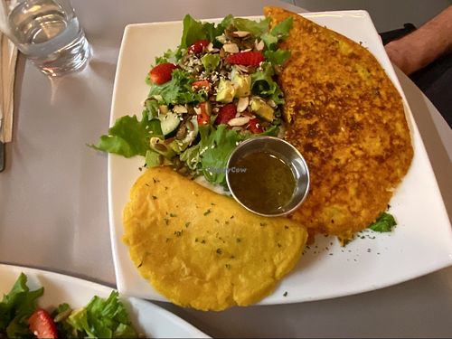 Egg-free omlette and pancake. at Gia Vegan Pastries in San Pedro