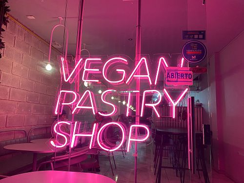 A beacon on a cold night! at Gia Vegan Pastries in San Pedro