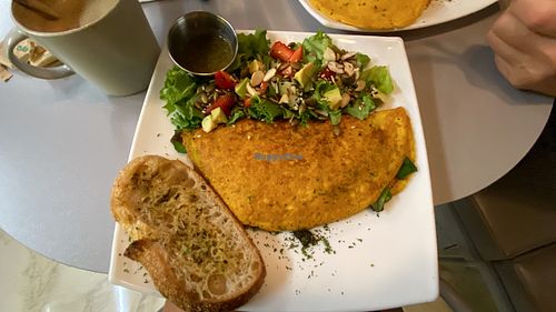 Egg-free omlette and toast. at Gia Vegan Pastries in San Pedro