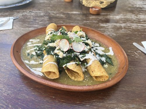 Vegan flautas at Chaya & Cacao in Isla Mujeres