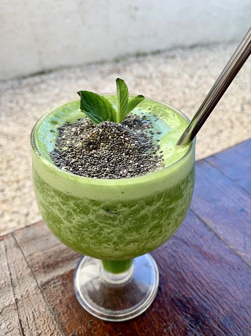 Chaya green smoothie  at Chaya & Cacao in Isla Mujeres