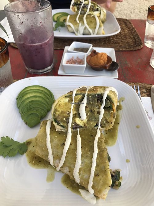 Breakfast burrito at Chaya & Cacao in Isla Mujeres