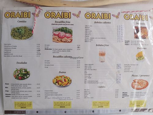 Menu at Oraibi in Otavalo