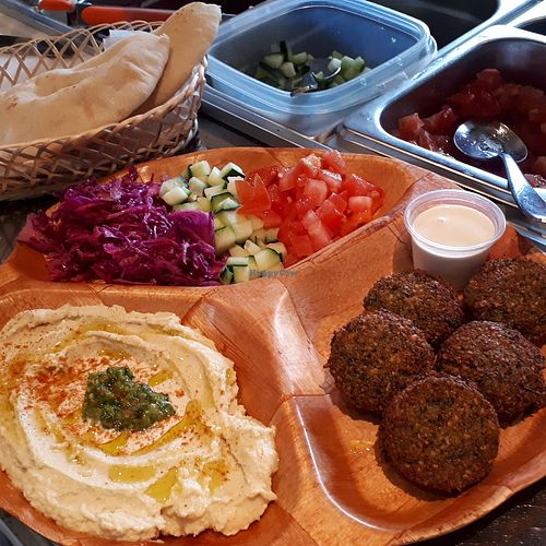 Falafel plato at Just Delicious in Pucon