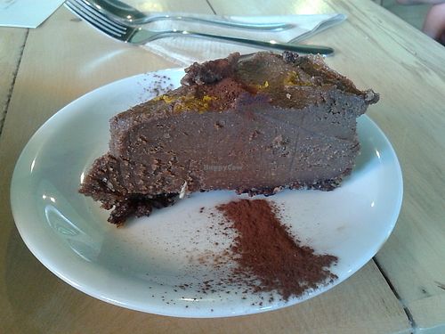 Raw chocolate cheesecake at Little Green in Newcastle Upon Tyne