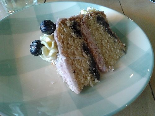 Coconut and blueberry cake at Little Green in Newcastle Upon Tyne