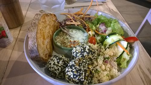 Dhalafel with tzatiki at Little Green in Newcastle Upon Tyne