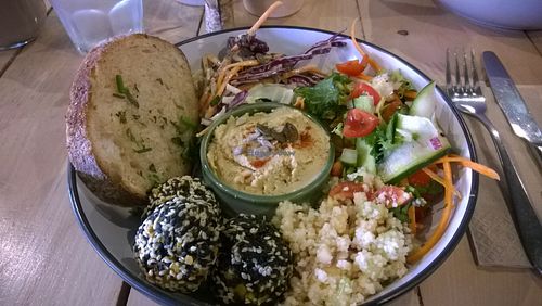 Dhalafel with hummus  at Little Green in Newcastle Upon Tyne