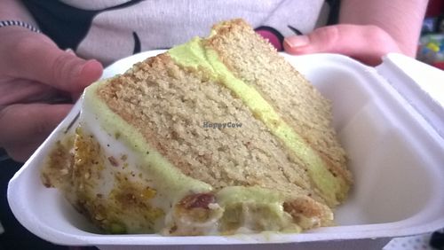 Lemon and pistachio cake at Little Green in Newcastle Upon Tyne