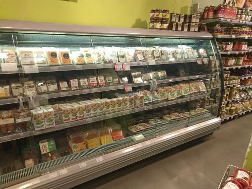Fridge with tofu, seitan and more at EkoPlaza - Stationsweg in The Hague
