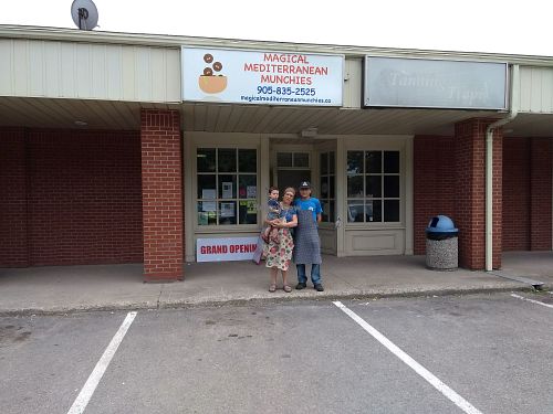 Owners Terry and Uzi at Magical Mediterranean Munchies  in Port Colborne