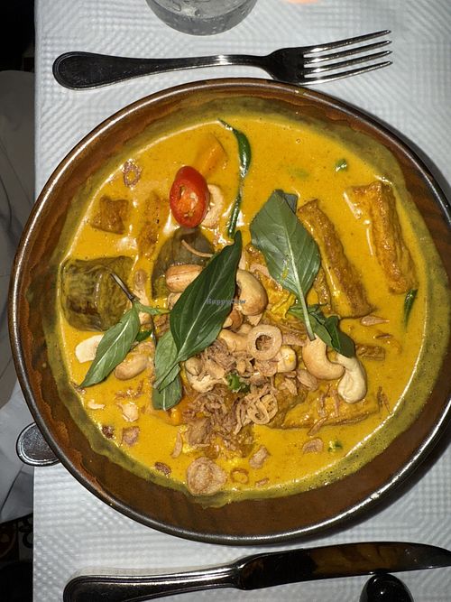 Custom yellow curry with tofu and taro and mango, etc.  at Le Colonial in Chicago