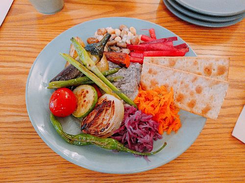 Hummus with grilled veggies! at Nova Kitchen in Seoul