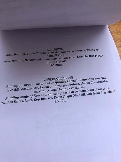 A bit of the menu at Bazza in Sibenik