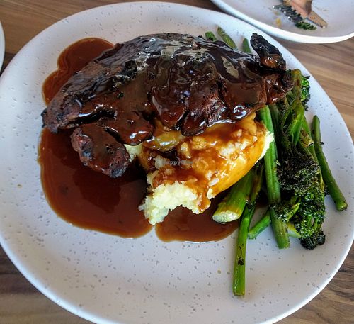 "Steak" out, served on a bed of mash potato at Yavanna in Paddington