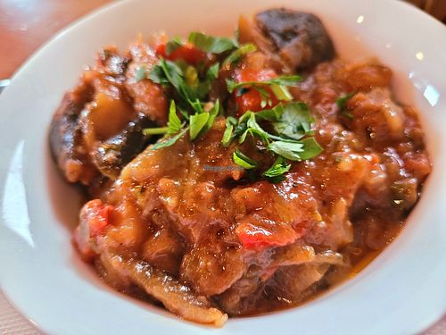Vegetable stew – incredibly tasty. So full of flavour. I got another huge serve to take home, it was that good! at Machakhela in Tbilisi
