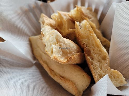 Georgian bread. Delicious, and so much better than expected. Light, fluffy, pillowy, creamy. at Machakhela in Tbilisi