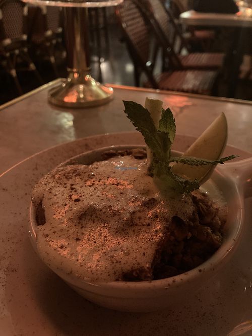 Bourbon apple bake fall special vegan dessert  at Otro Cinco in Syracuse