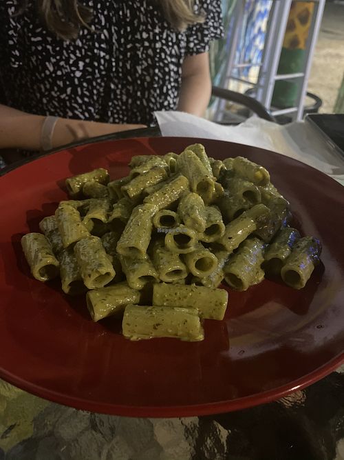 Pasta with pesto  at Mad Irie in Crete